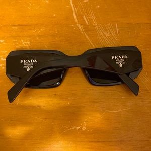 Prada Black Plastic Rectangular Glasses